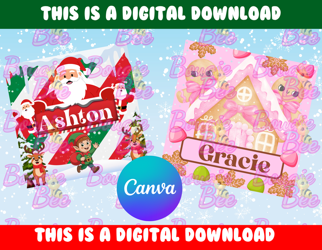 Christmas Box Decor – Santa Squad & Gingerbread Digital Labels